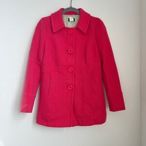 J.Crew Coral Pink Felicia Wool-Blend Pique Peacoat 2 Barbiecore Collegiate Retro